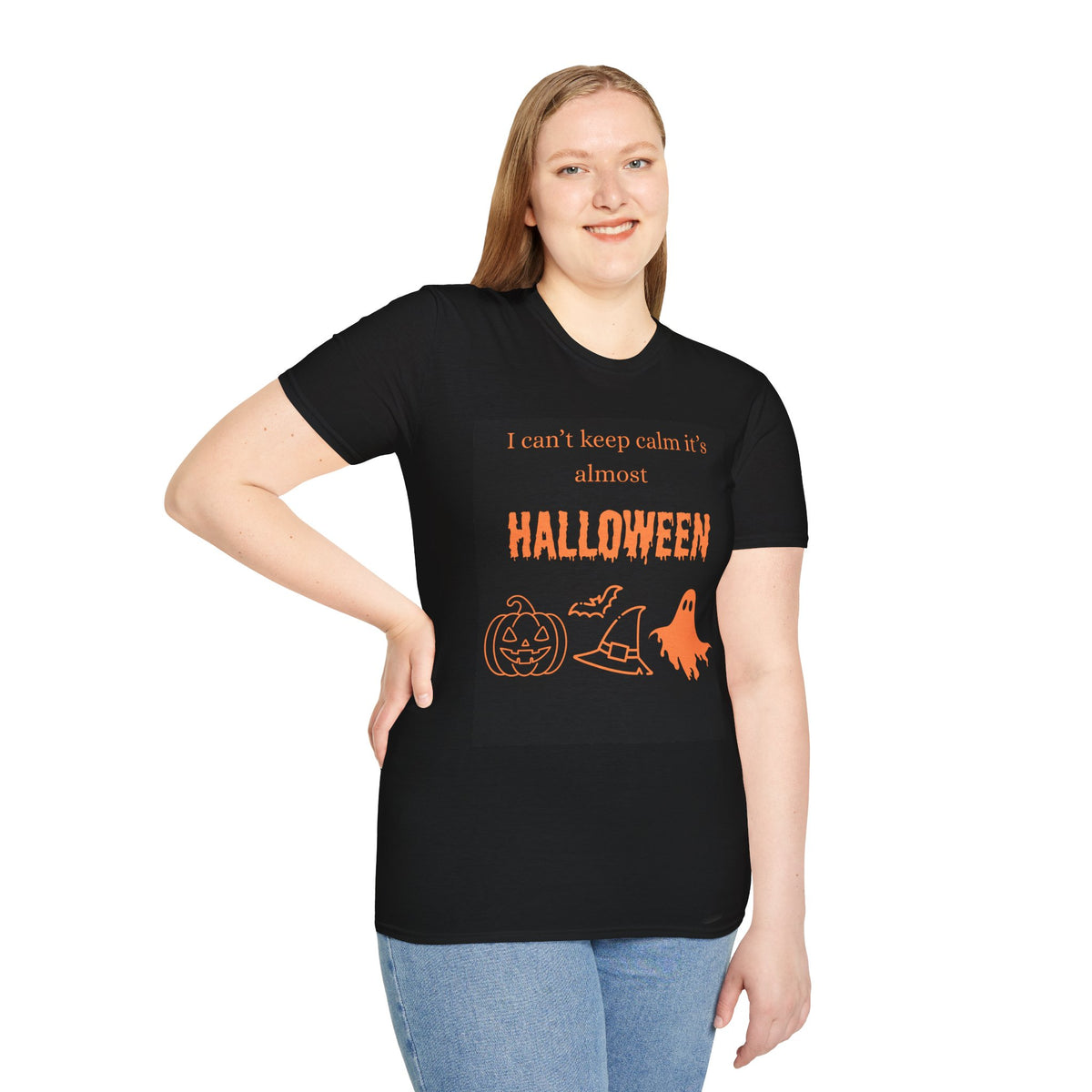 "I Can't Keep Calm It's Almost Halloween" Spooky Pumpkin & Ghost Tee-Black