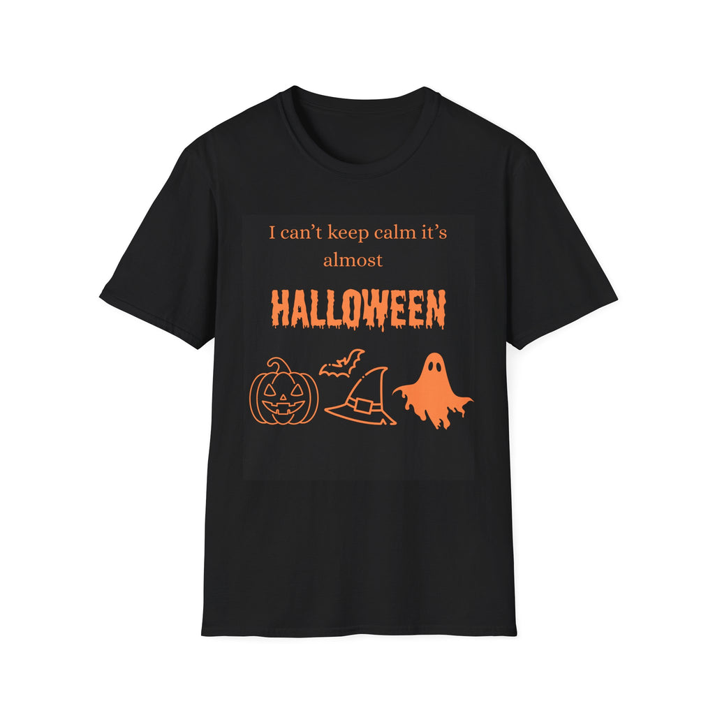 "I Can't Keep Calm It's Almost Halloween" Spooky Pumpkin & Ghost Tee-Black